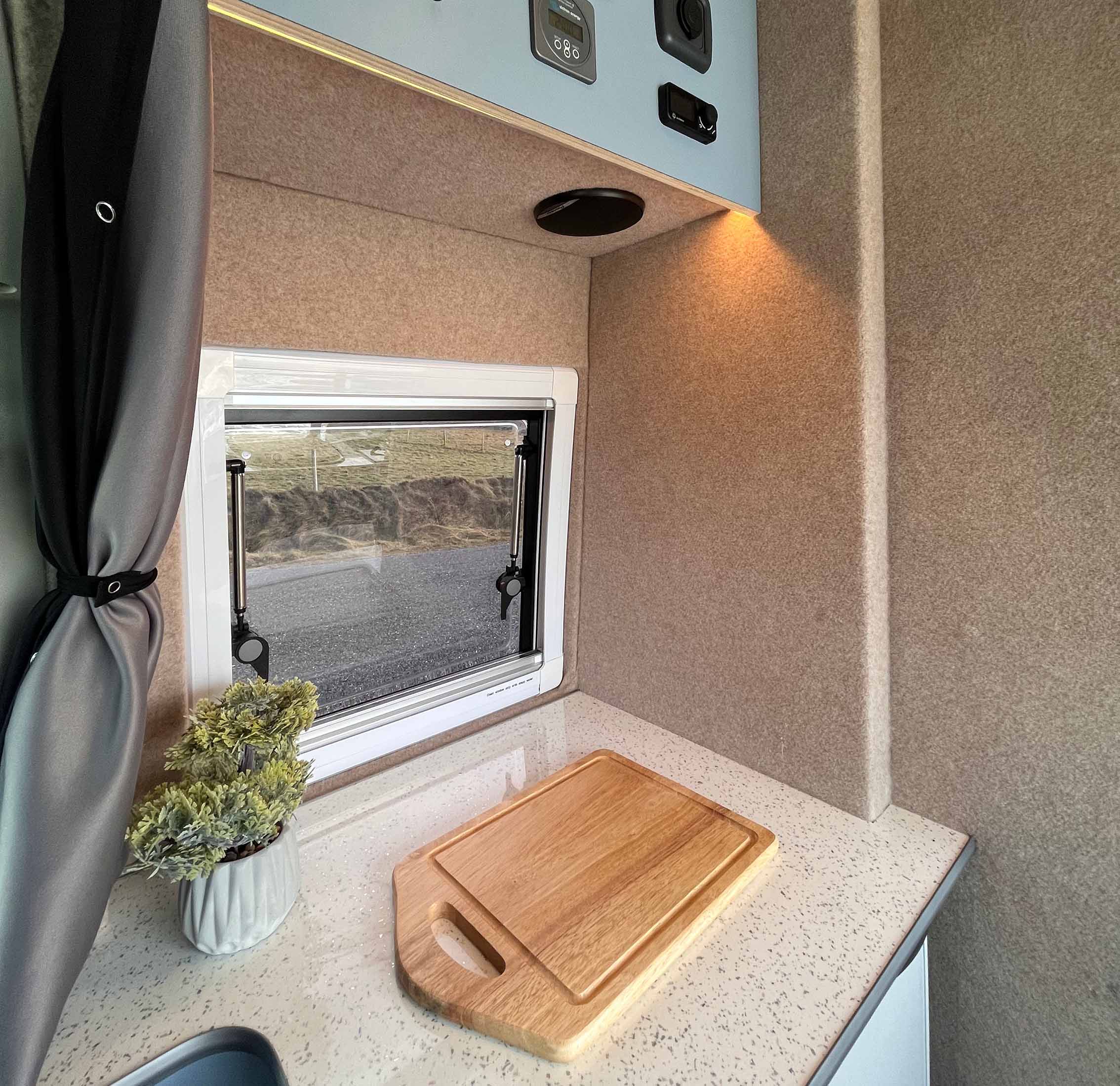 small kitchen counter unit with window