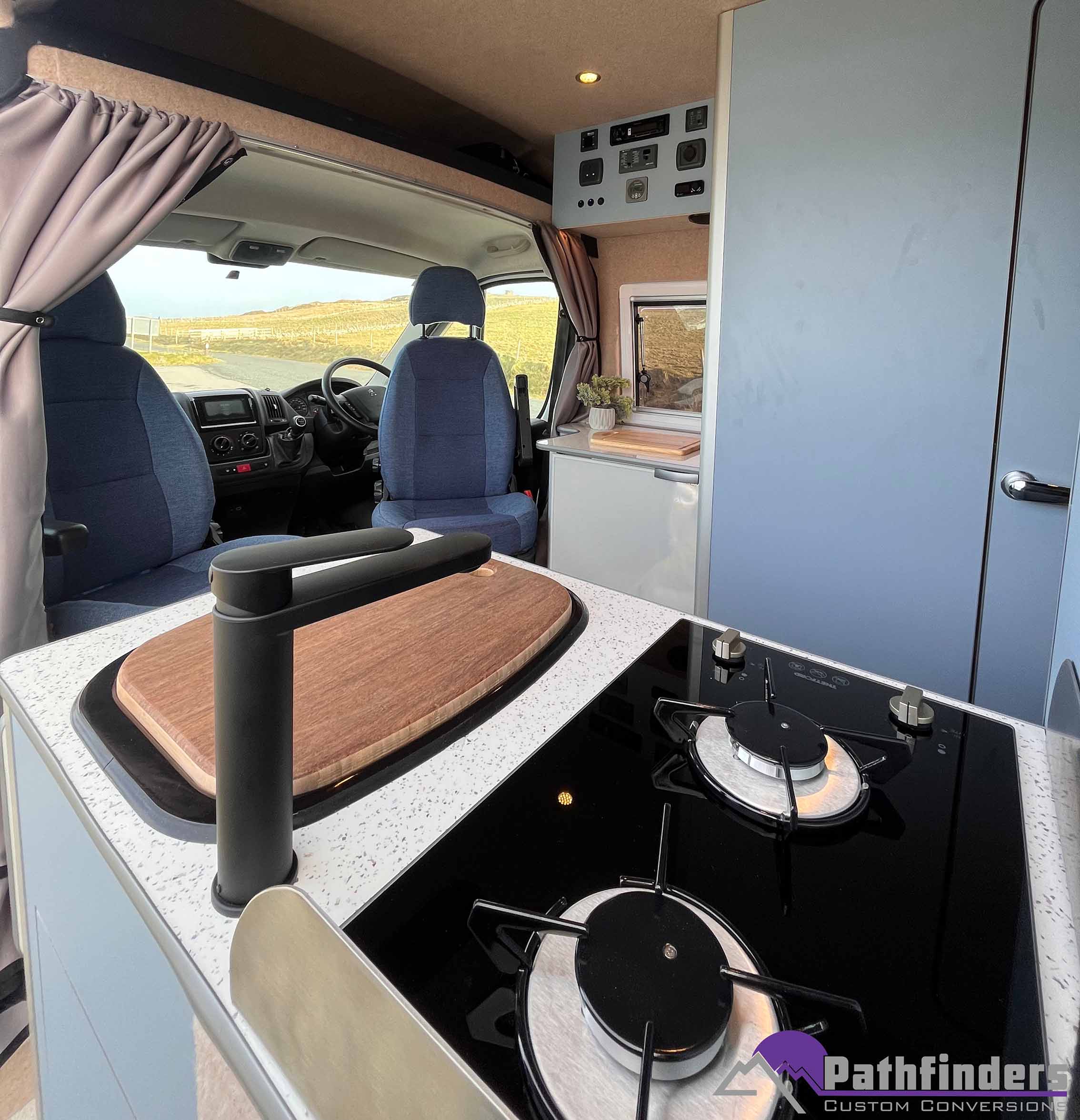 sink and hob in a camper van