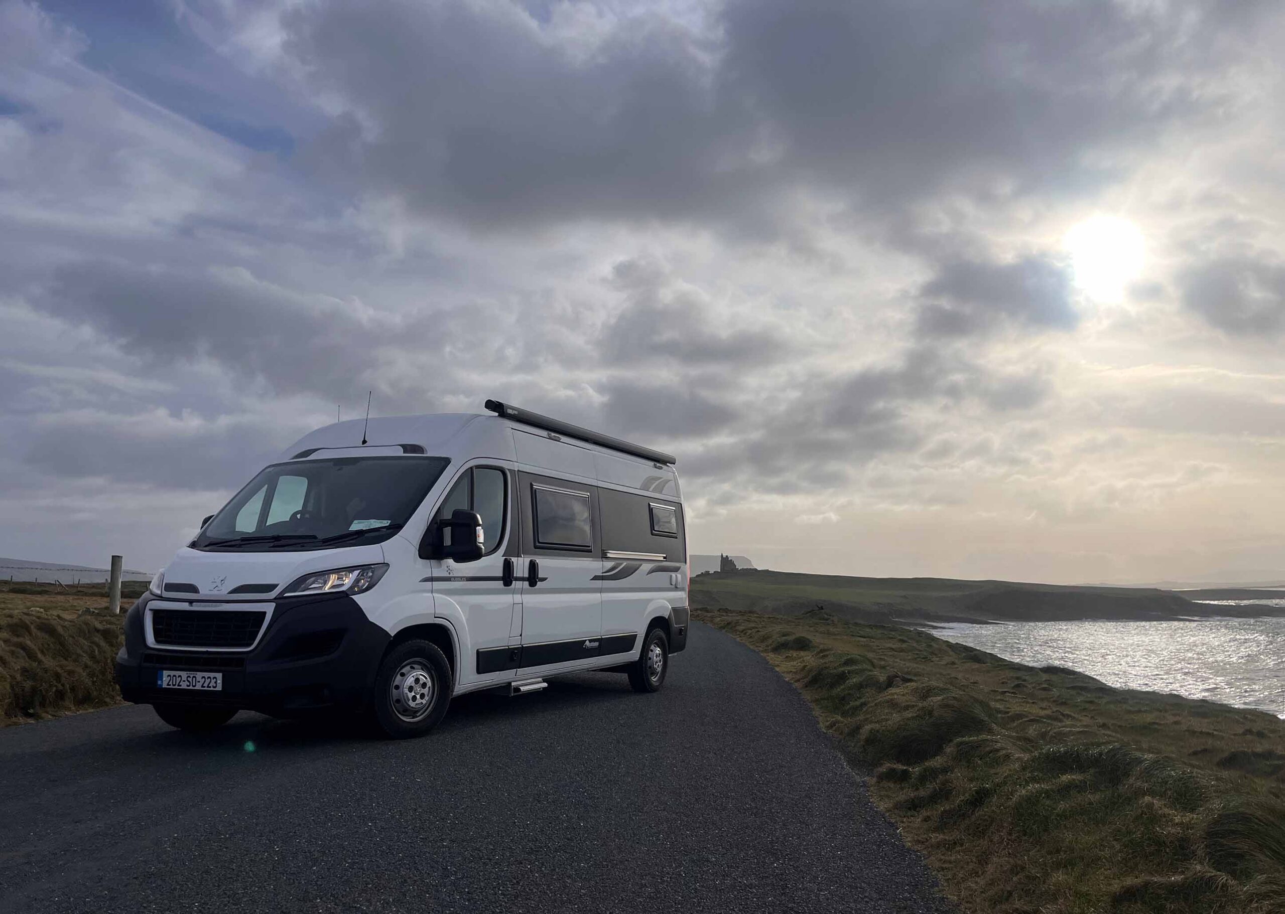 front side view of white van