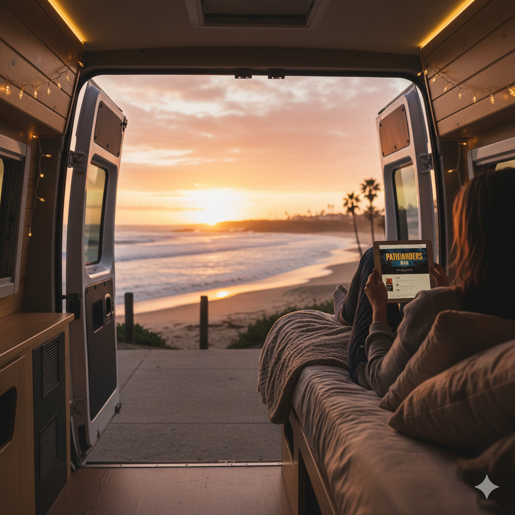 Custom camper beach view
